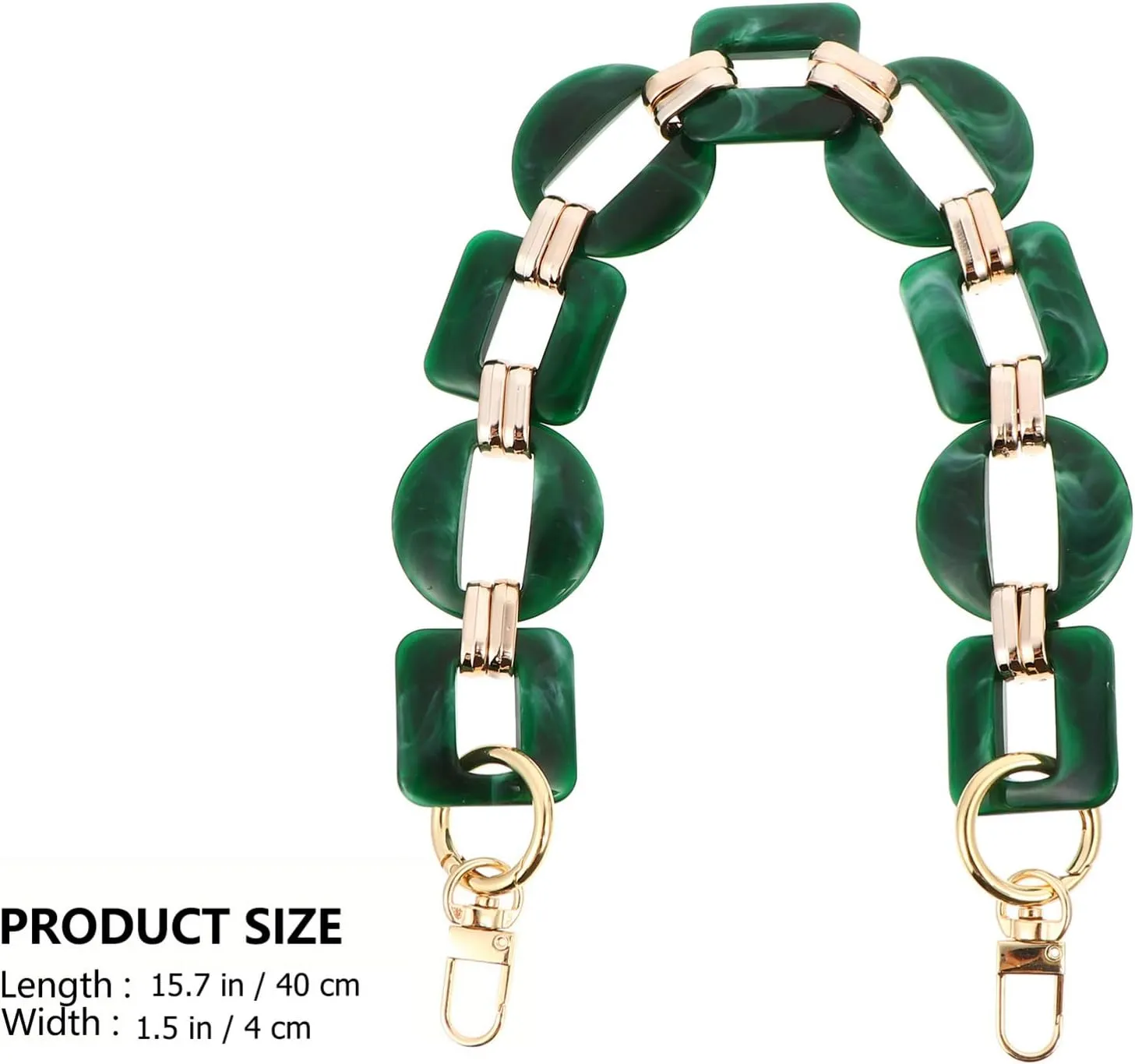 PRETYZOOM Green Resin Handbag Chain Straps Acrylic Purse Chain Strap Replacement Purse Clutches Handles for Purse Handbags DIY Crafts Purse Bags Chain 40cm