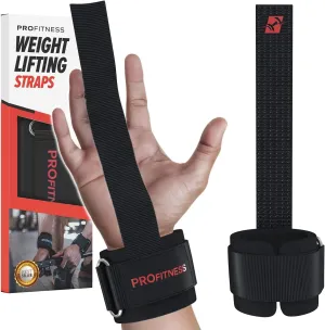 ProFitness Weight Lifting Straps - 10” Long Wrist Straps for Weightlifting - Padded Neoprene Lifting Straps Gym with Non Slip Silicone Grip Men and Women - Weightlifting Wrist Straps