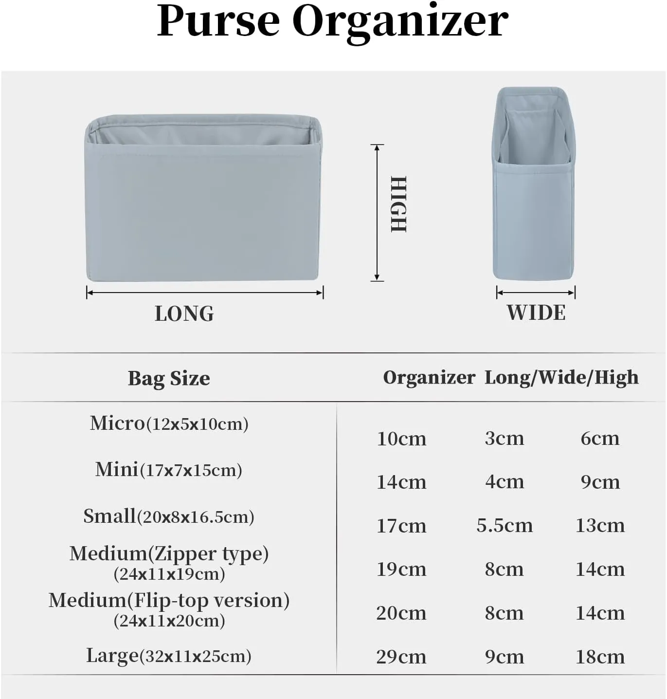 Purse Insert Organizer for Lady-Dior Purse, Soft-touch Bag Insert, Inner Bags with Multiple Pockets for Storage (Small, Blue brume)