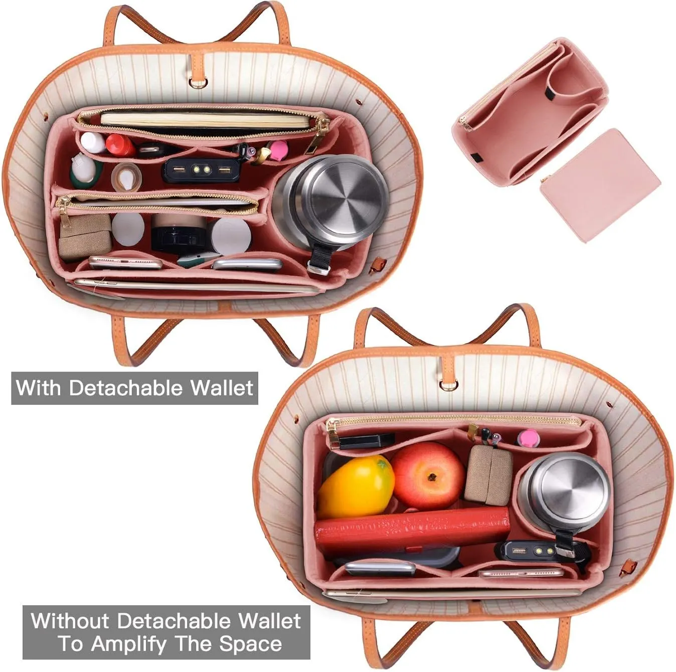 Purse Organizer, Felt Bag Organizer Insert Purse Organizer For LV Speedy, Neverfull, Tote, Handbag,Shaper 5 Sizes
