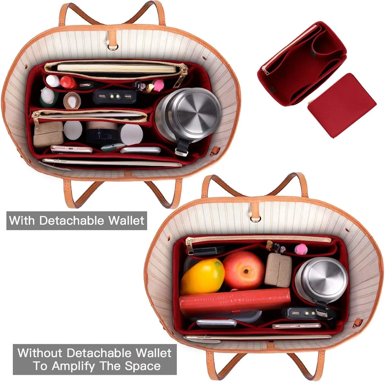 Purse Organizer, Felt Bag Organizer Insert Purse Organizer For LV Speedy, Neverfull, Tote, Handbag,Shaper 5 Sizes