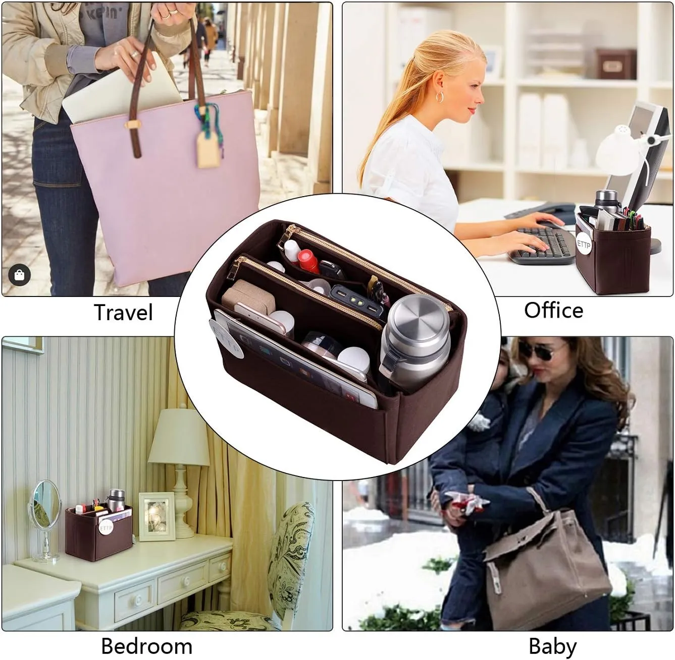 Purse Organizer, Felt Bag Organizer Insert Purse Organizer For LV Speedy, Neverfull, Tote, Handbag,Shaper 5 Sizes