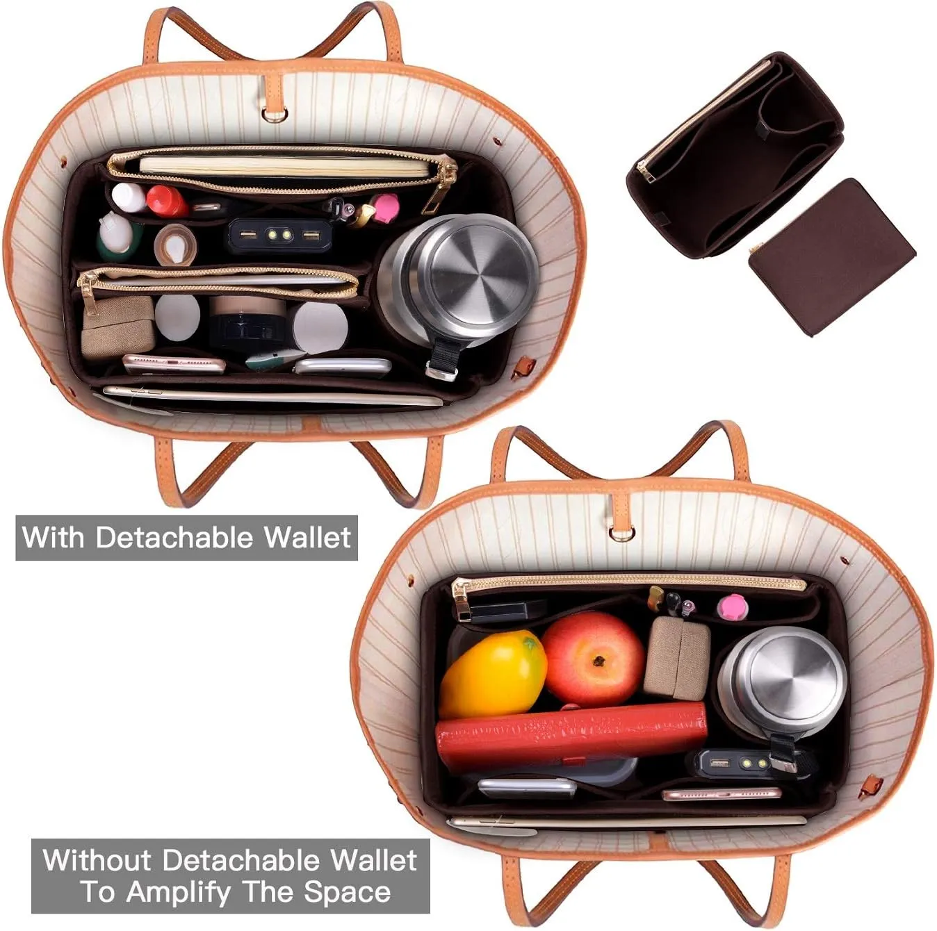 Purse Organizer, Felt Bag Organizer Insert Purse Organizer For LV Speedy, Neverfull, Tote, Handbag,Shaper 5 Sizes