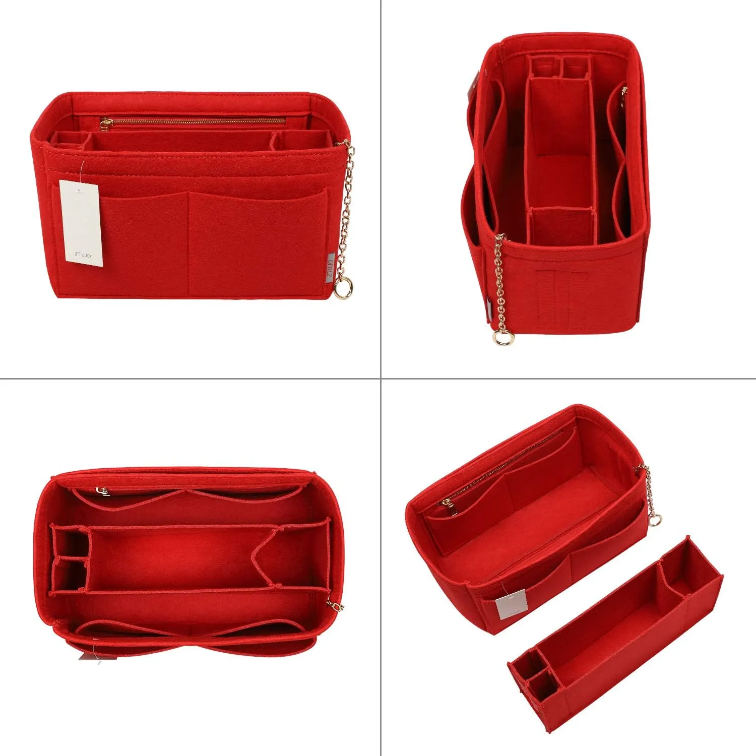 Purse Organizer Insert, Felt Purse Organizer with Zipper and Sewn Bottom Insert, Fit Speedy Neverfull Graceful,6 Sizes