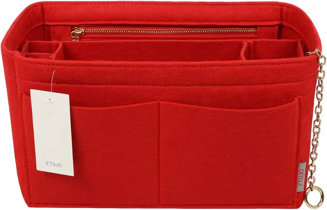 Purse Organizer Insert, Felt Purse Organizer with Zipper and Sewn Bottom Insert, Fit Speedy Neverfull Graceful,6 Sizes