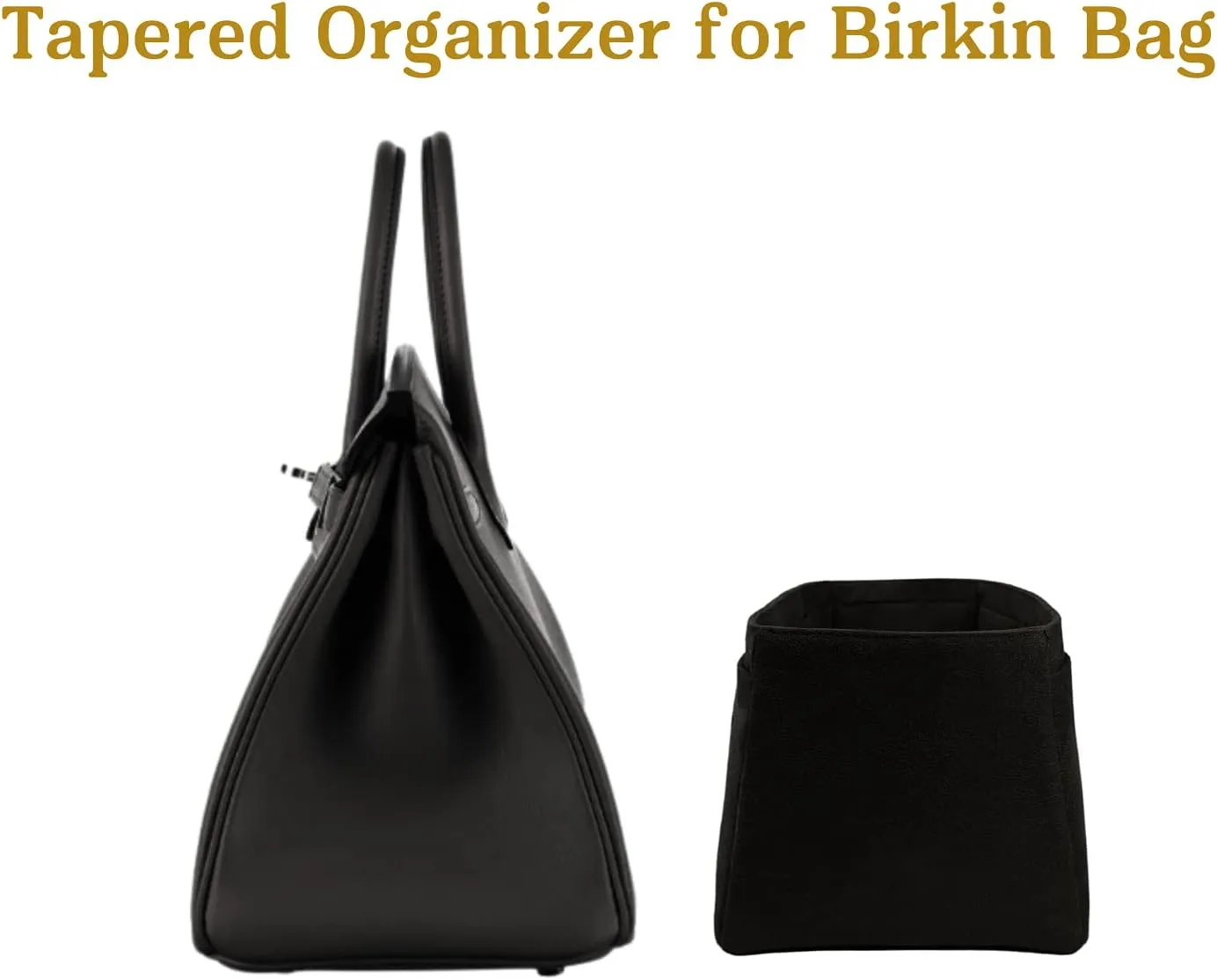 Purse Organizer Insert for Birkin 25, Bag Handbag, Fabric Soft and Smooth, Lightweight Fits Perfectly Sturdy Washable, Gift Ideas for Women (Black HBK25)