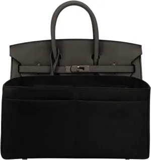 Purse Organizer Insert for Birkin 25, Bag Handbag, Fabric Soft and Smooth, Lightweight Fits Perfectly Sturdy Washable, Gift Ideas for Women (Black HBK25)