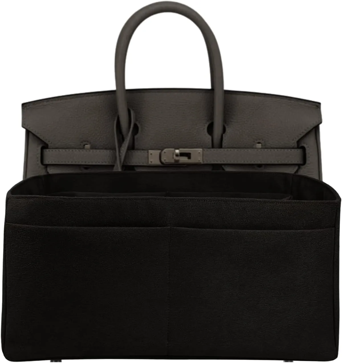 Purse Organizer Insert for Birkin 25, Bag Handbag, Fabric Soft and Smooth, Lightweight Fits Perfectly Sturdy Washable, Gift Ideas for Women (Black HBK25)