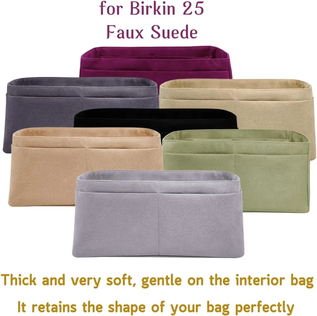 Purse Organizer Insert for Birkin 25, Bag Handbag, Fabric Soft and Smooth, Lightweight Fits Perfectly Sturdy Washable, Gift Ideas for Women (Black HBK25)