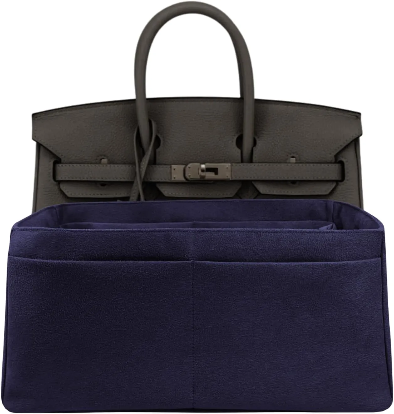 Purse Organizer Insert for Birkin 25, Bag Handbag, Fabric Soft and Smooth, Lightweight Fits Perfectly Sturdy Washable, Gift Ideas for Women (Navy Blue BK25)