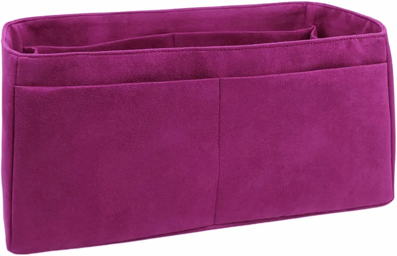 Purse organizer insert for Birkin 30, Bag Handbag, Faux Suede Soft and Smooth Lightweight Fits Perfectly Sturdy Gift Ideas for Women (Purple HBK30)
