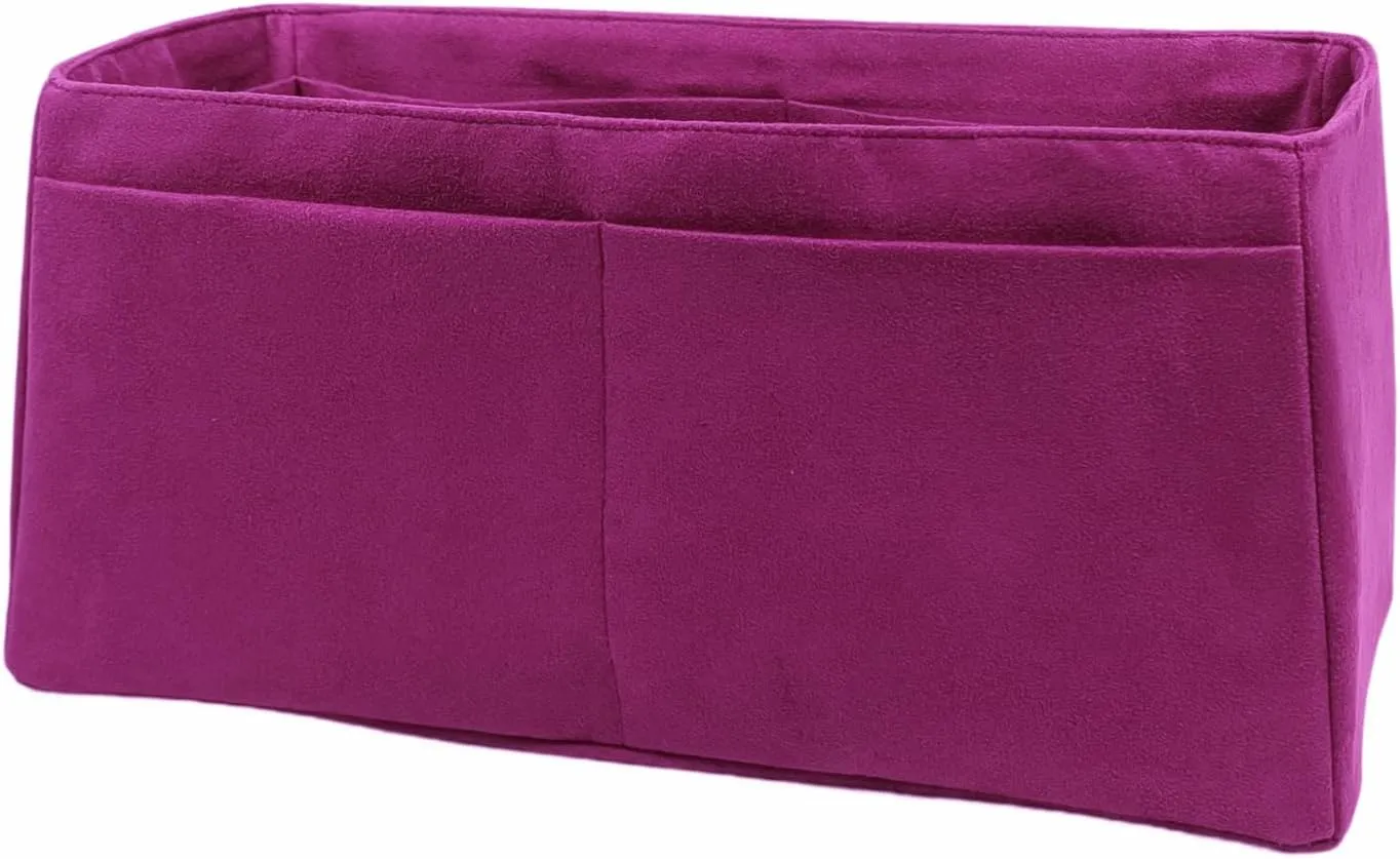 Purse organizer insert for Birkin 30, Bag Handbag, Faux Suede Soft and Smooth Lightweight Fits Perfectly Sturdy Gift Ideas for Women (Purple HBK30)