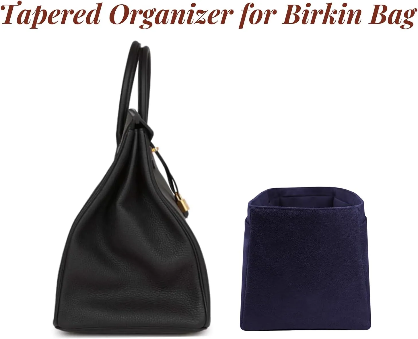 Purse Organizer Insert for Birkin 35, Bag Handbag, Faux Suede Fabric Soft and Smooth Lightweight Fits Perfectly Sturdy Gift Ideas for Women (Navy Blue SBK35)