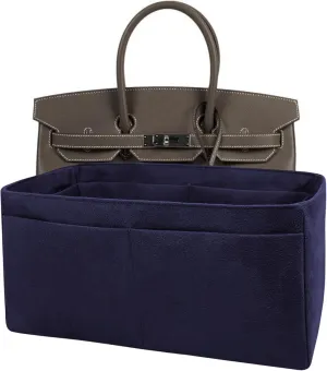 Purse Organizer Insert for Birkin 35, Bag Handbag, Faux Suede Fabric Soft and Smooth Lightweight Fits Perfectly Sturdy Gift Ideas for Women (Navy Blue SBK35)