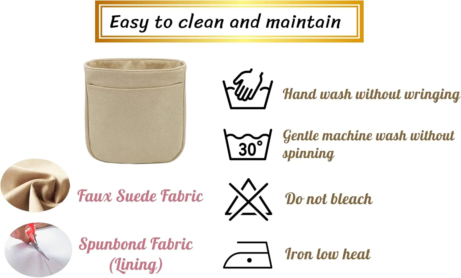 Purse Organizer Insert for Evelyne 16 TPM Handbag, Faux Suede Fabric, Lightweight, Fits Perfectly, Sturdy, Hand Wash, Keep Its Shape Gift Ideas for Women (Gray SE16)