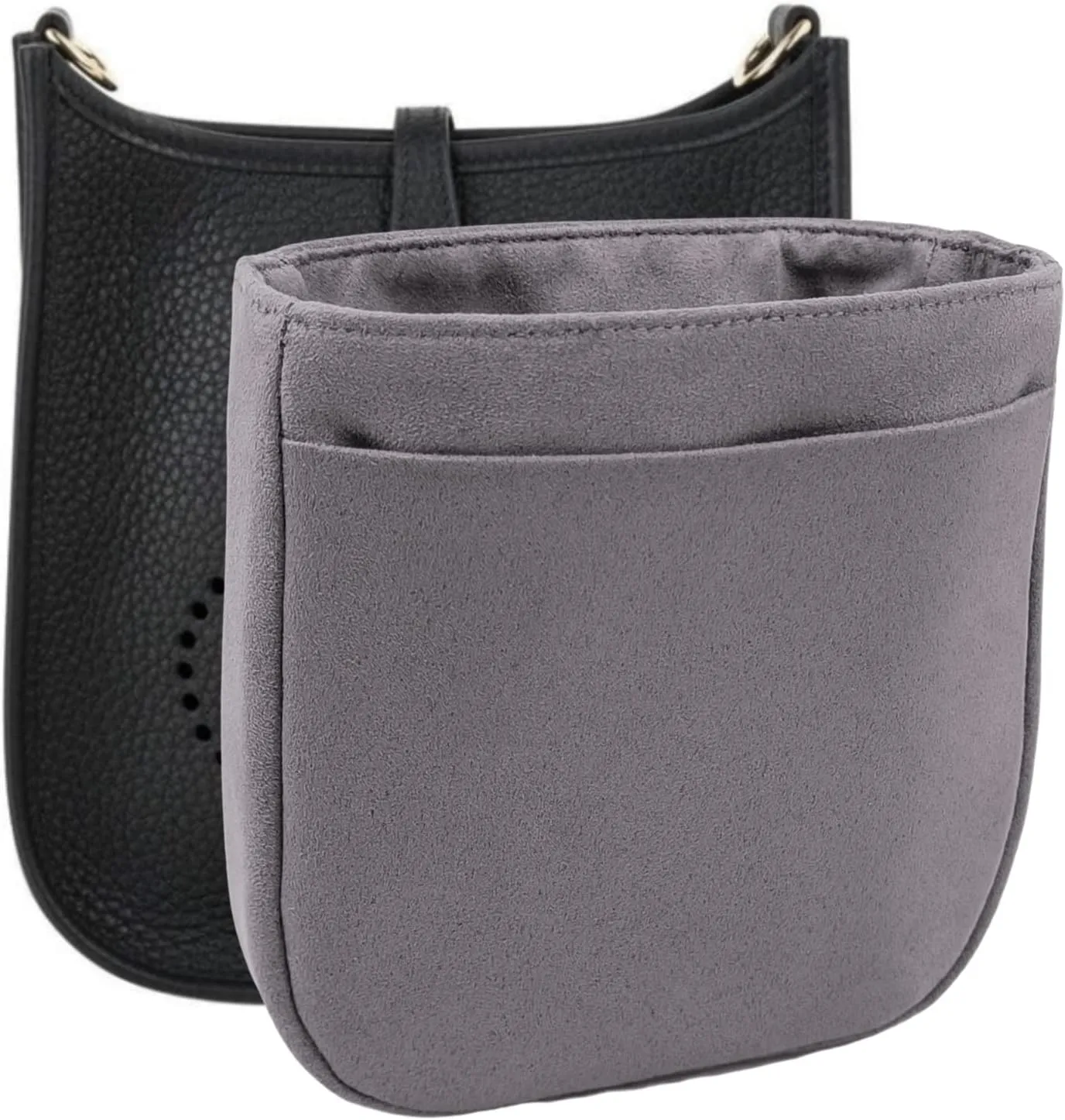 Purse Organizer Insert for Evelyne 16 TPM Handbag, Faux Suede Fabric, Lightweight, Fits Perfectly, Sturdy, Hand Wash, Keep Its Shape Gift Ideas for Women (Gray SE16)