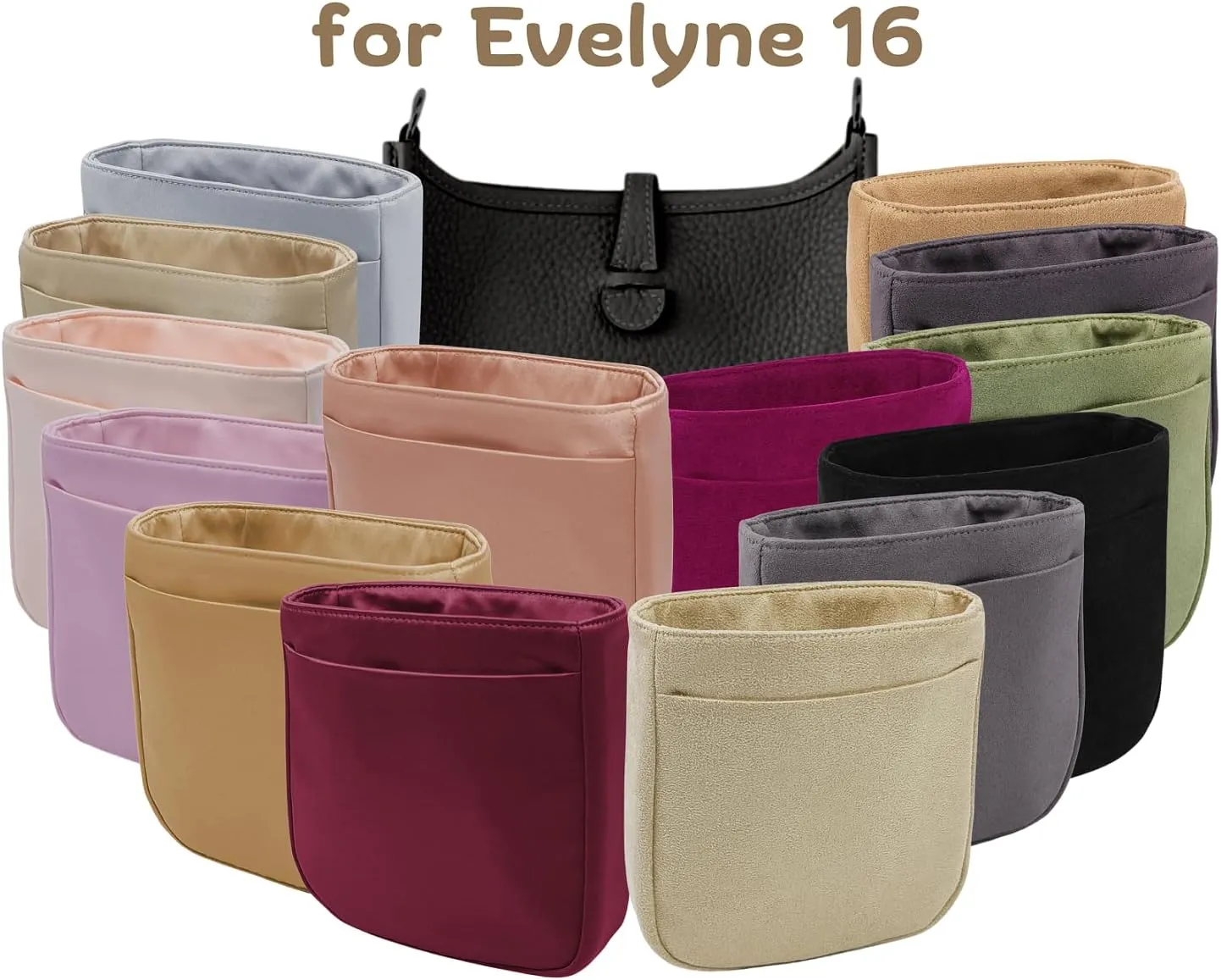 Purse Organizer Insert for Evelyne 16 TPM Handbag, Faux Suede Soft and Smooth Lightweight Fits Perfectly Sturdy Hand Wash Keep Its Shape Gift Ideas for Women (Light Beige SE16)
