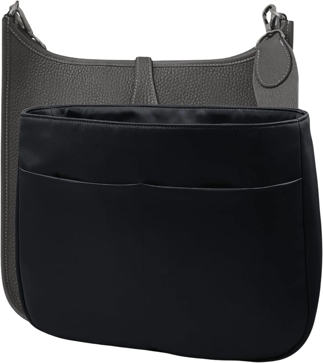 Purse Organizer Insert for Evelyne 29 PM Handbag, Duchess Satin Fabric, Lightweight, Fits Perfectly, Sturdy, Hand Wash, Keep Its Shape Gift Ideas for Women (Black DC E29)