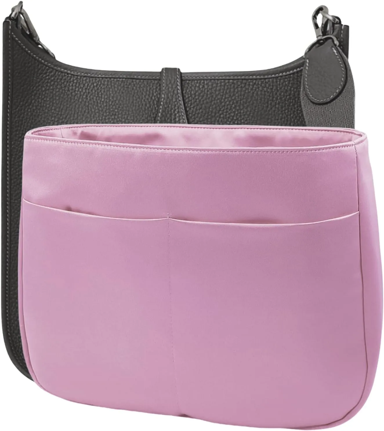 Purse Organizer Insert for Evelyne 29 PM Handbag, Duchesse Satin Fabric Smooth and Silky Texture Fits Perfectly Sturdy Gift Ideas for Women (Lotus Pink DC E29)
