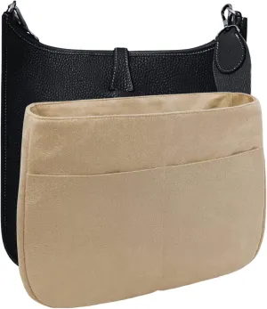 Purse Organizer Insert for Evelyne 29 PM Handbag, Faux Suede Fabric, Lightweight, Fits Perfectly, Sturdy, Hand Wash, Keep Its Shape Gift Ideas for Women (Light Beige E29S)