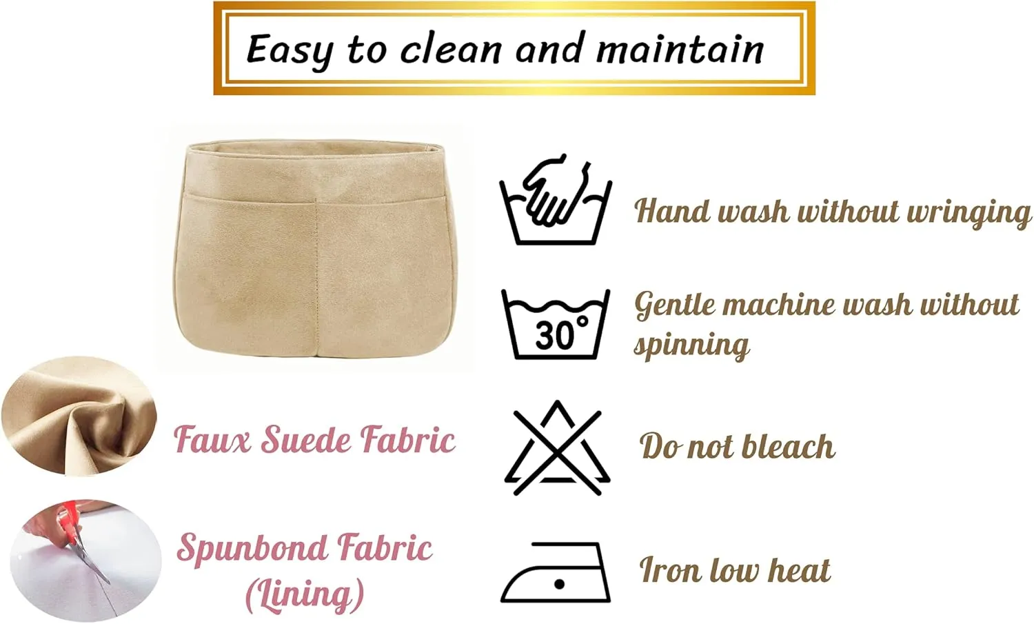 Purse Organizer Insert for Evelyne 29 PM Handbag, Faux Suede Soft and Smooth Lightweight, Fits Perfectly, Sturdy, Hand Wash, Keep Its Shape, Gift Ideas for Women (Gray E29S)