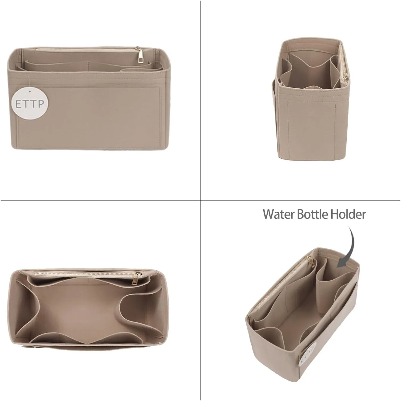 Purse Organizer Insert For Handbags, Tote Bag Organizer Insert, Compatible with MJ Tote and Onthego (Small, Beige)