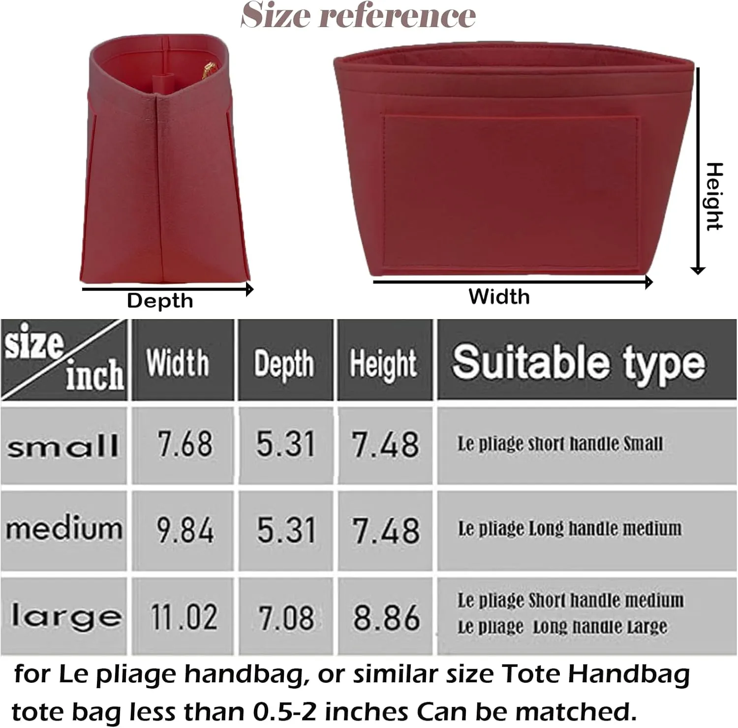 Purse Organizer Insert for Le Pliage Neo(Large) Handbags Insert Organizer 1012claret2-L