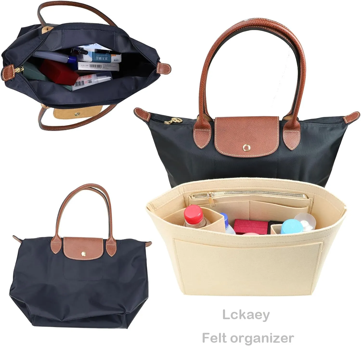 Purse Organizer Insert for Longchamp Le Pliage Neo Handbags Insert Organizer 1012BEIGE-S