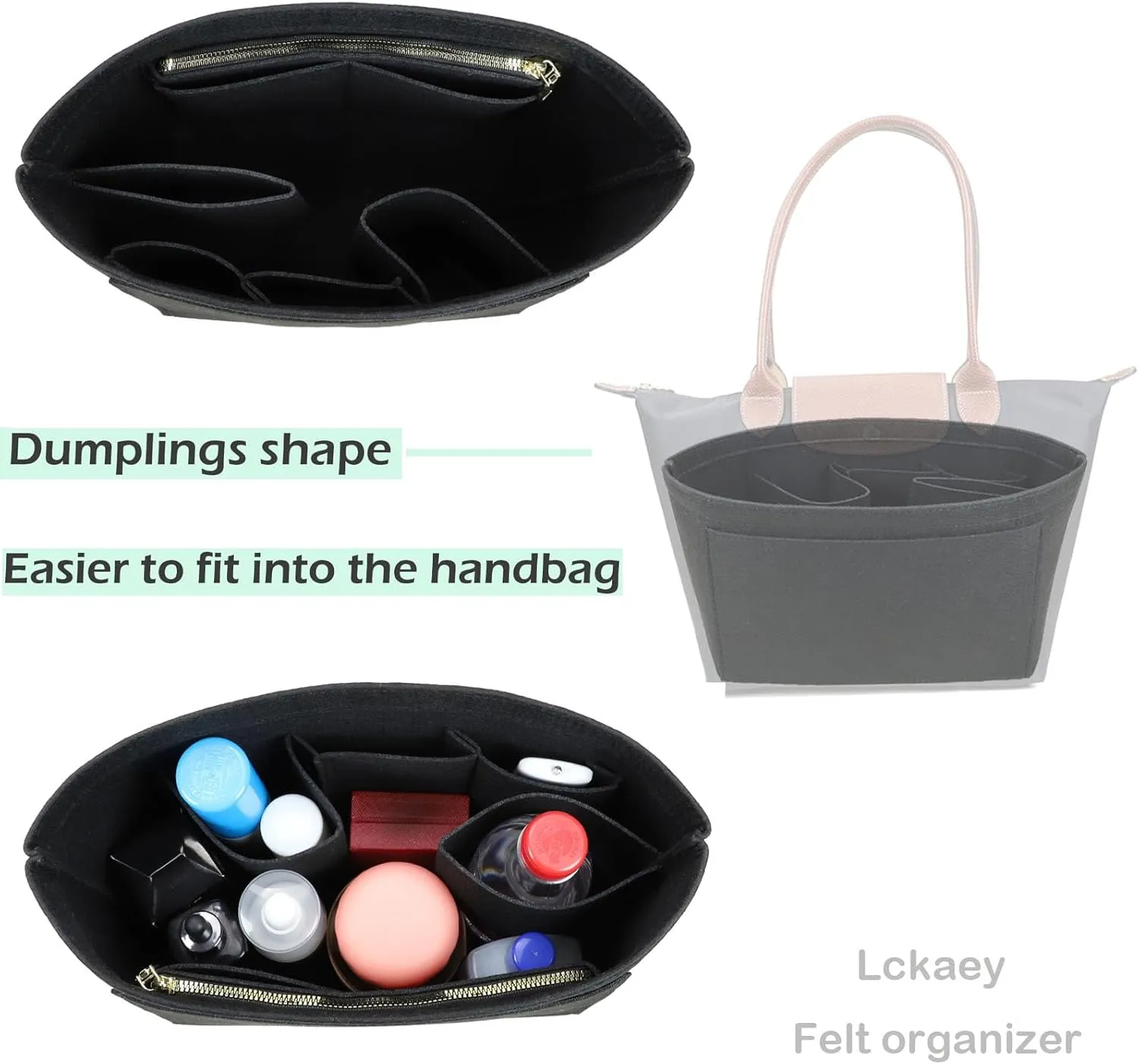 Purse Organizer Insert for longchamp Le Pliage Neo(Large) Handbags Insert Organizer 1012BLACK-L