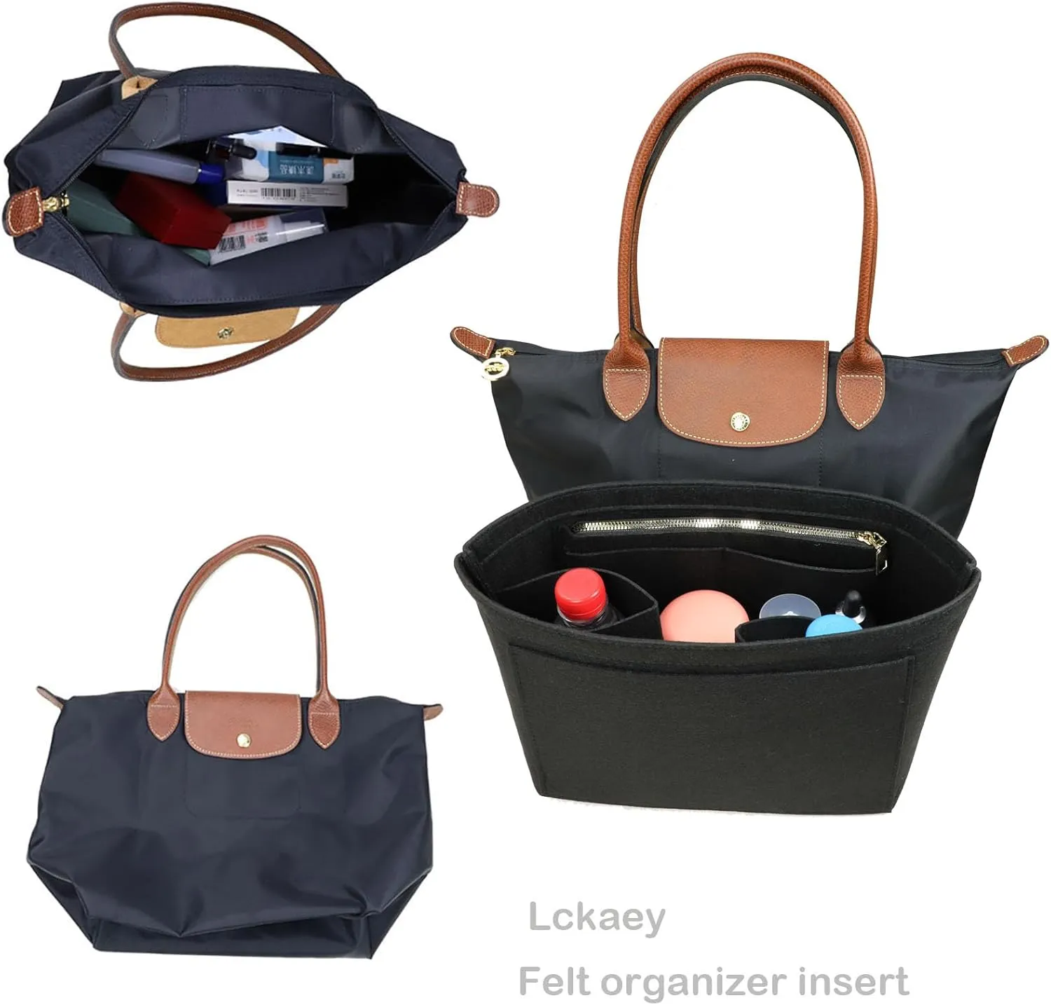 Purse Organizer Insert for longchamp Le Pliage Neo(Large) Handbags Insert Organizer 1012BLACK-L