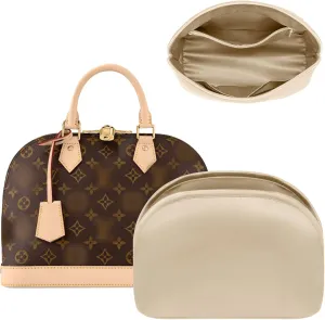 Purse Organizer Insert for LV Alma, Silk Bag Organizer Purse Organizer Insert for Alma PM BB insert organizer,Shell Tote Organizer for Women with Zipper Pocket