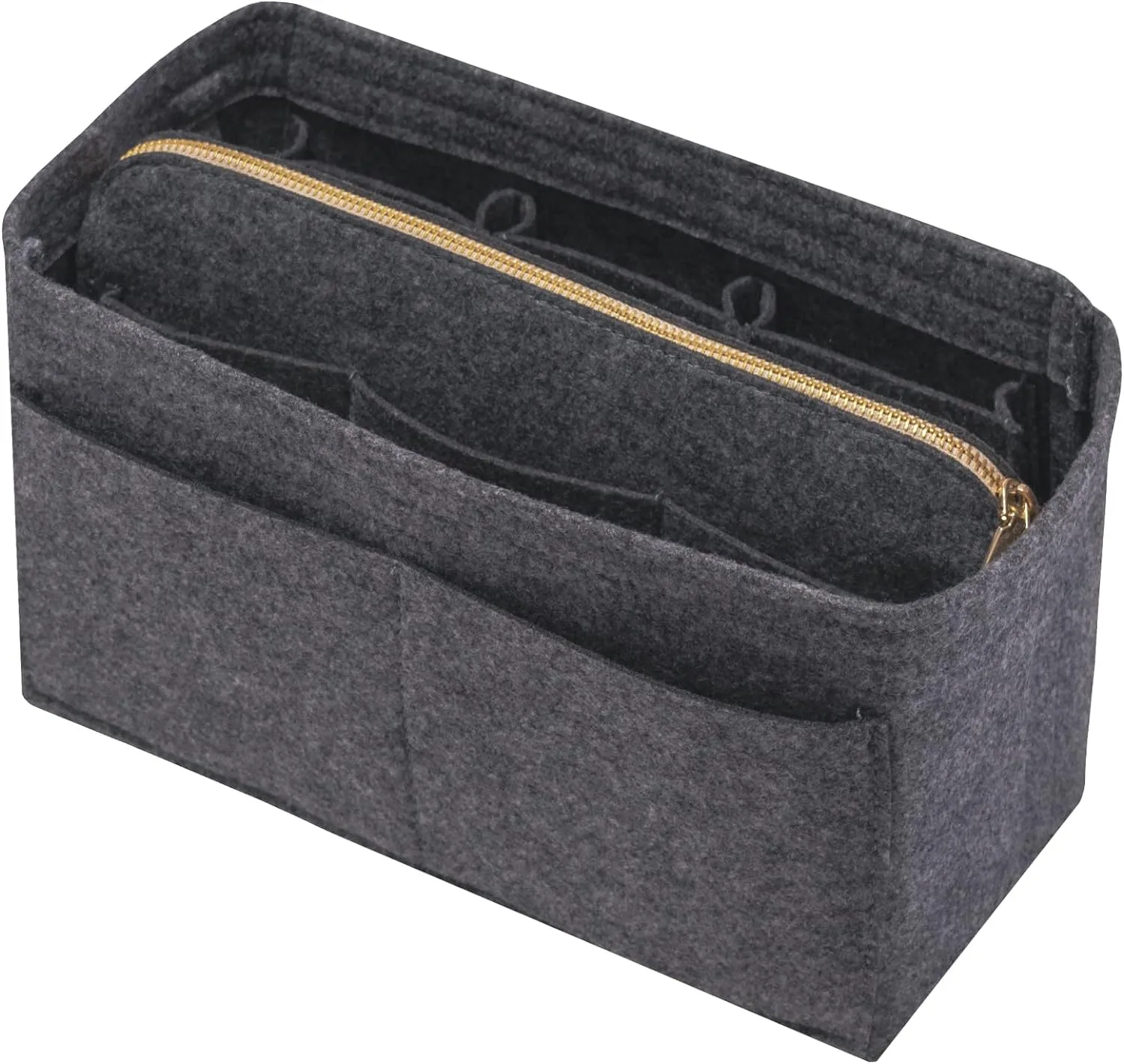 Purse Organizer Insert with Zipper Felt Bag Organizer for Tote Purse Bag Grey X-Large