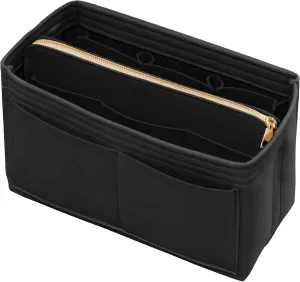 Purse Organizer Insert with Zipper Felt Bag Organizer for Tote Purse Black Large