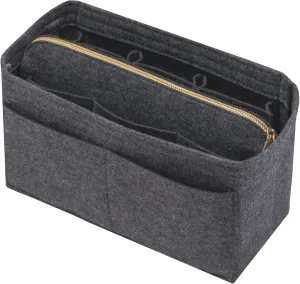 Purse Organizer Insert with Zipper Felt Bag Organizer for Tote Purse Grey Small