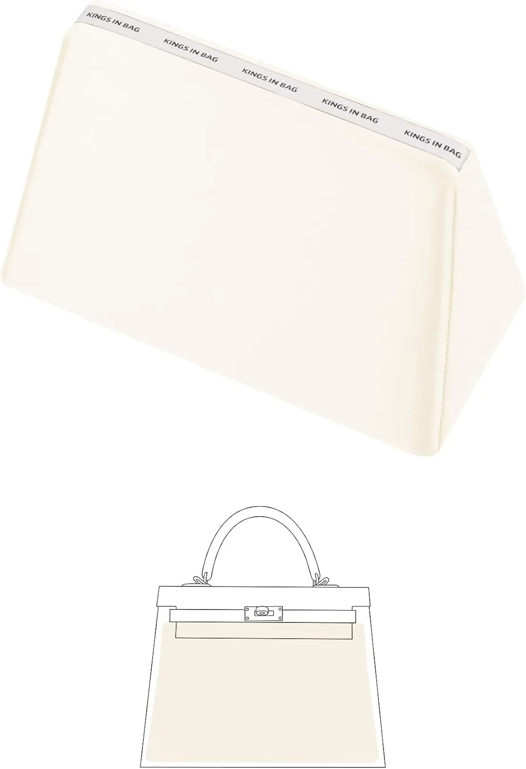 Purse Pillow Insert Compatible with Kelly Bags, Handbag Filler with Soft Satins for Luxury Bags, Soft Purse Inner Pillow with Memory Foam for Handbag Storage (Craie, KE 25 Sellier)