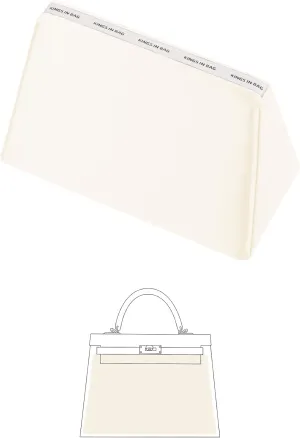 Purse Pillow Insert Compatible with Kelly Bags, Handbag Filler with Soft Satins for Luxury Bags, Soft Purse Inner Pillow with Memory Foam for Handbag Storage (Craie, KE 25 Sellier)