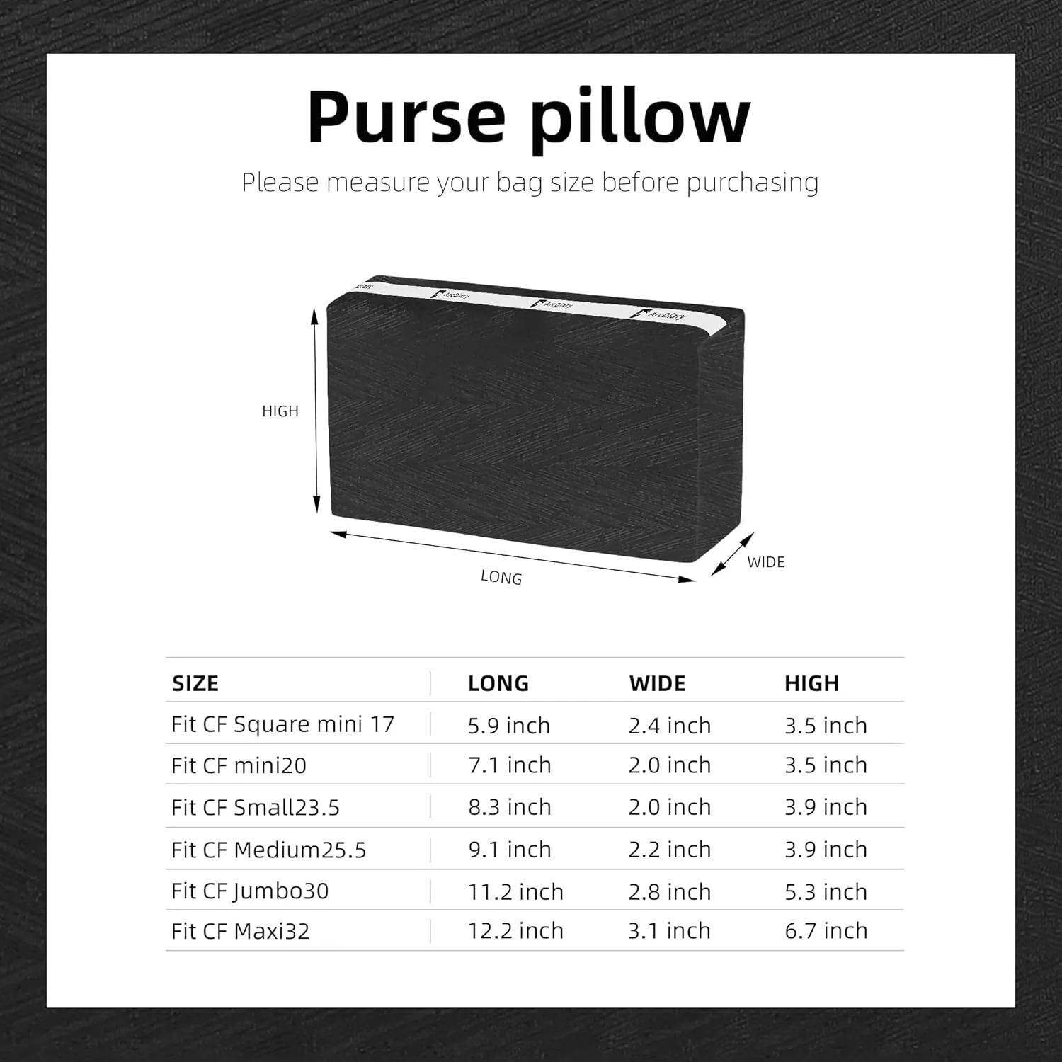 Purse Pillow Insert for Chanel Classic Flap Bags, Memory Foam Bag Pillow, Luxury Handbag Tote Shaper, Keep Bag in Shape (Small 23.5,Black)