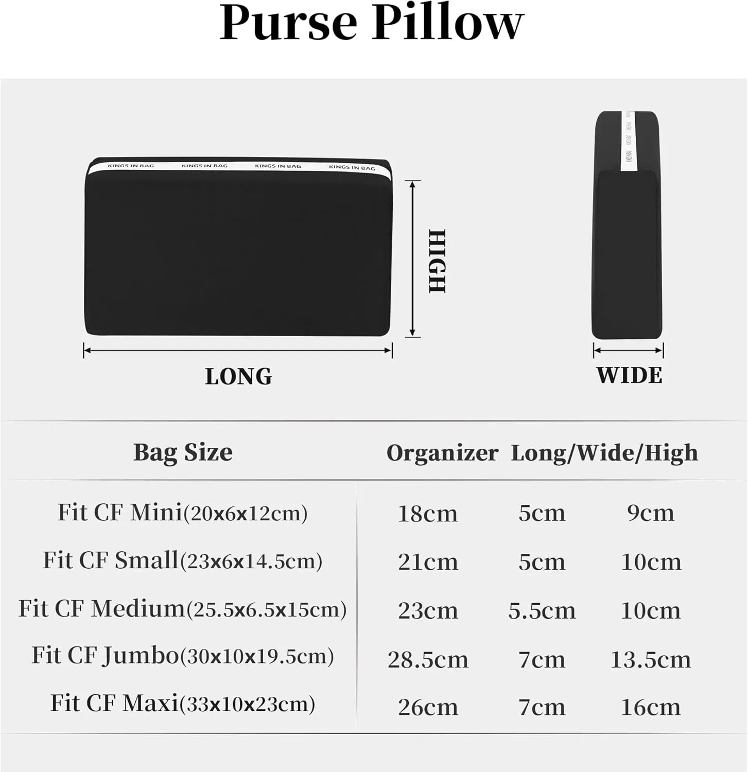 Purse Pillow Inserts for Jumbo Classic Handbag, Memory Foam Pillows for Chanel Classic Flap Bag, Lightweight Purse Inserts to Keep Shape (Black, CF jumbo)