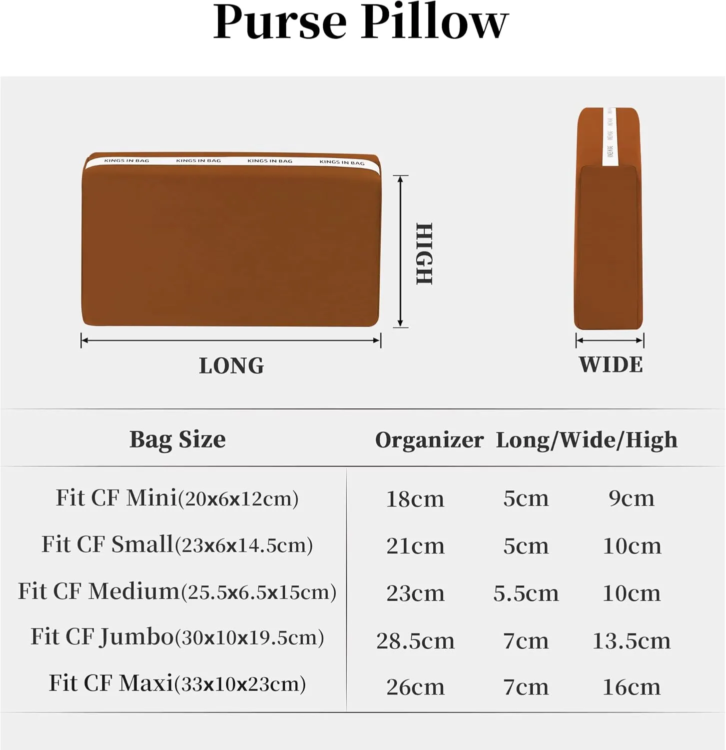 Purse Pillow Inserts for Jumbo Classic Handbag, Memory Foam Pillows for Chanel Classic Flap Bag, Lightweight Purse Inserts to Keep Shape (Caramel, CF jumbo)