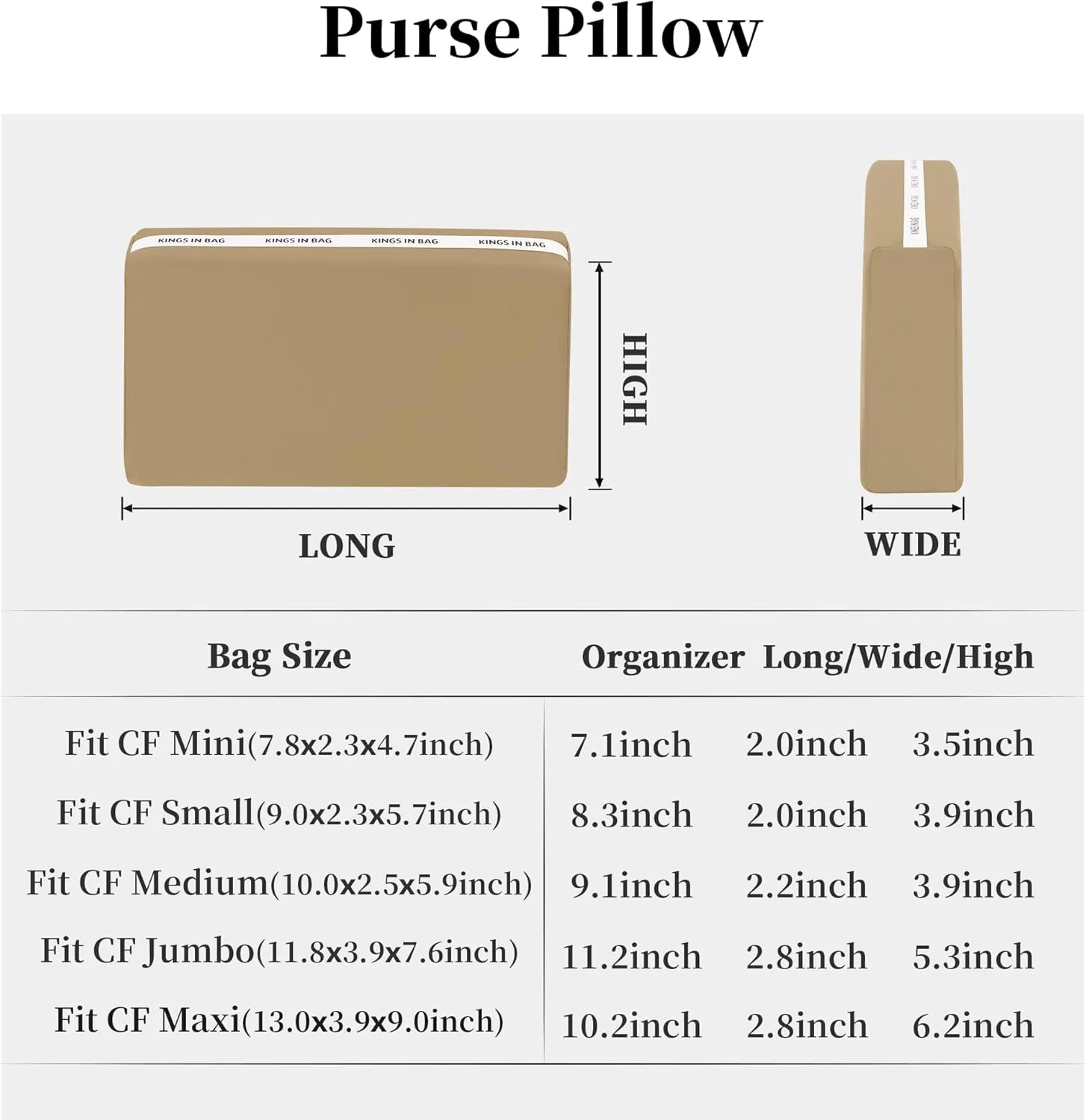 Purse Pillow Inserts for Jumbo Classic Handbag, Memory Foam Pillows for Chanel Classic Flap Bag, Lightweight Purse Inserts to Keep Shape (Chai, CF jumbo)