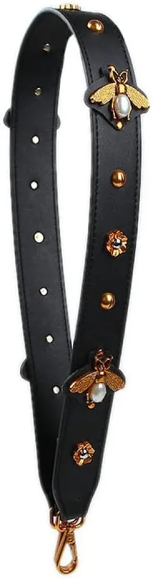 Purse Straps Replacement Crossbody Guitar Straps Luggage Straps for Women's Shoulder Handbags Rivets Black(Bee)