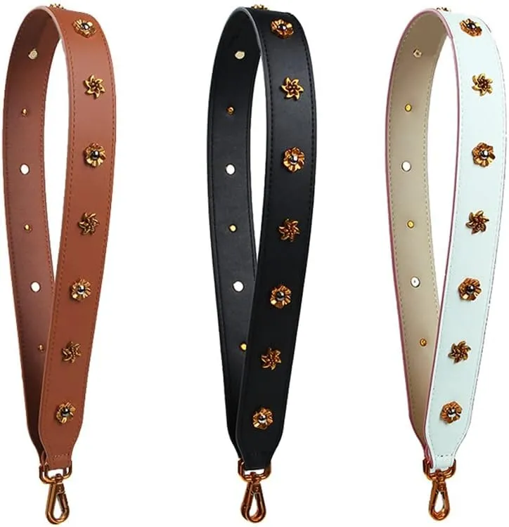 Purse Straps Replacement Crossbody Guitar Straps Luggage Straps for Women's Shoulder Handbags Rivets Black(Bee)