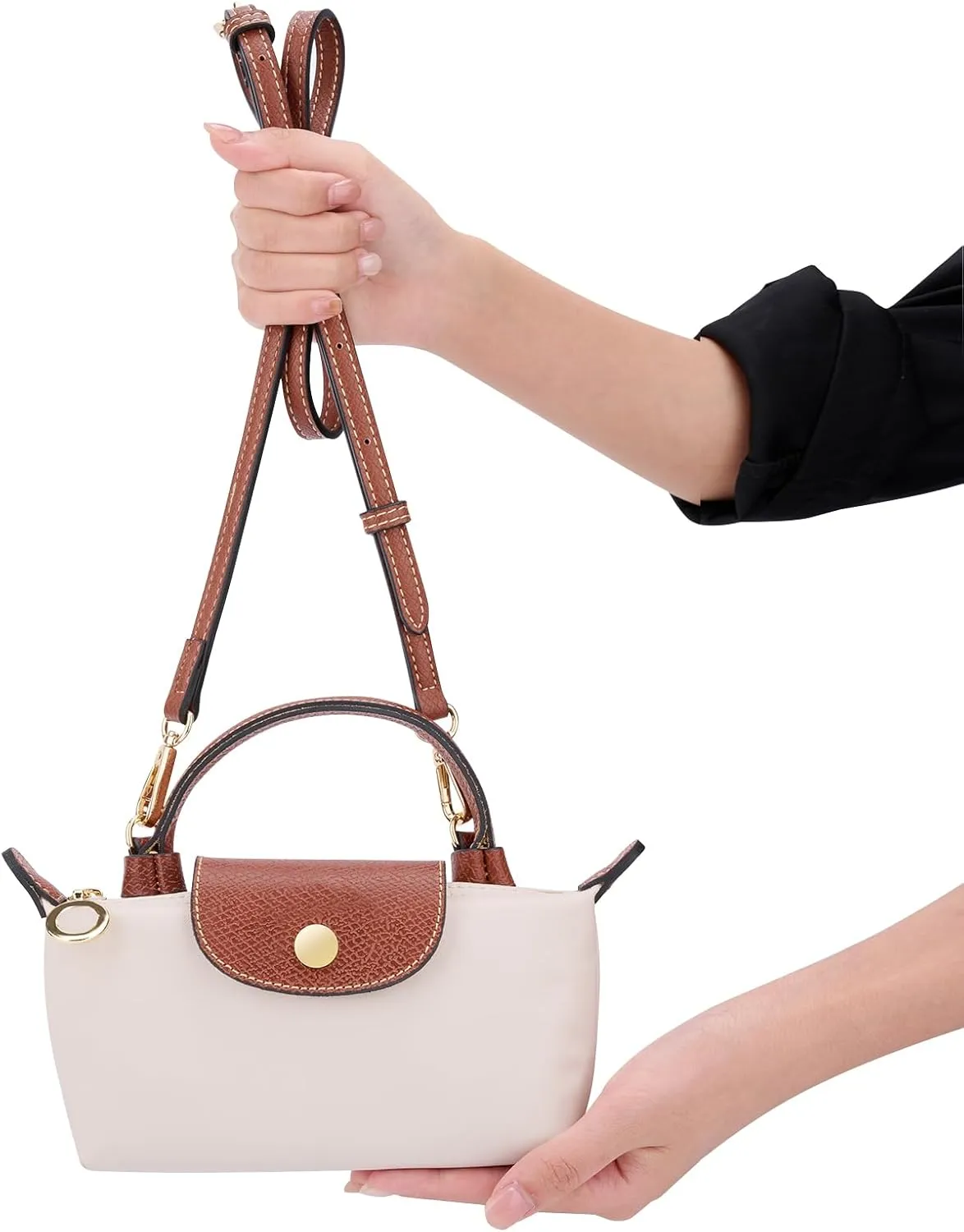 Purse Straps Replacement, Leather Handbag Crossbody Shoulder Strap Kit Adjustable for Mini Longcamp Tote Bag Women
