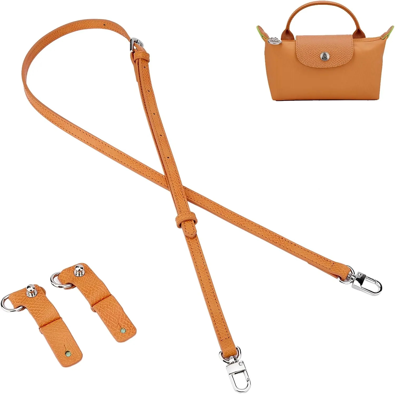 Purse Straps Replacement, Leather Handbag Crossbody Shoulder Strap Kit Adjustable for Mini Longcamp Tote Bag Women