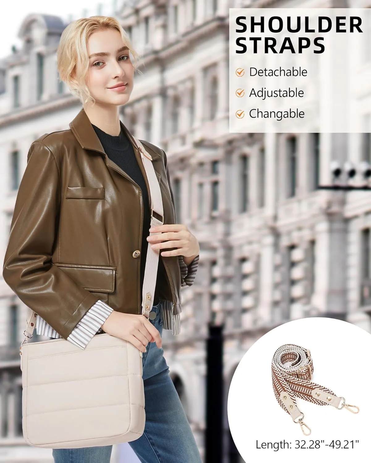 Purses for Women 2PCS Puffer Quilted Crossbody Shoulder Hobo Bags Trendy Ladies Handbag with Coin Wallet 2 Adjustable Straps
