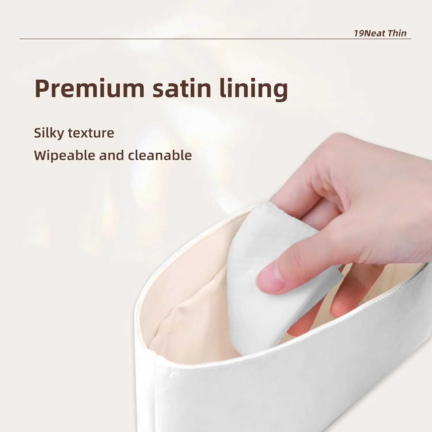 Puzzle Bag Organizer Insert, Lightweight Portable Purse Inner Compatible with Loewe Puzzle Small Bag, Made of Waterproof Dupontpaper Surface and Silky Satin Lining (Puzzle Small, Craie)