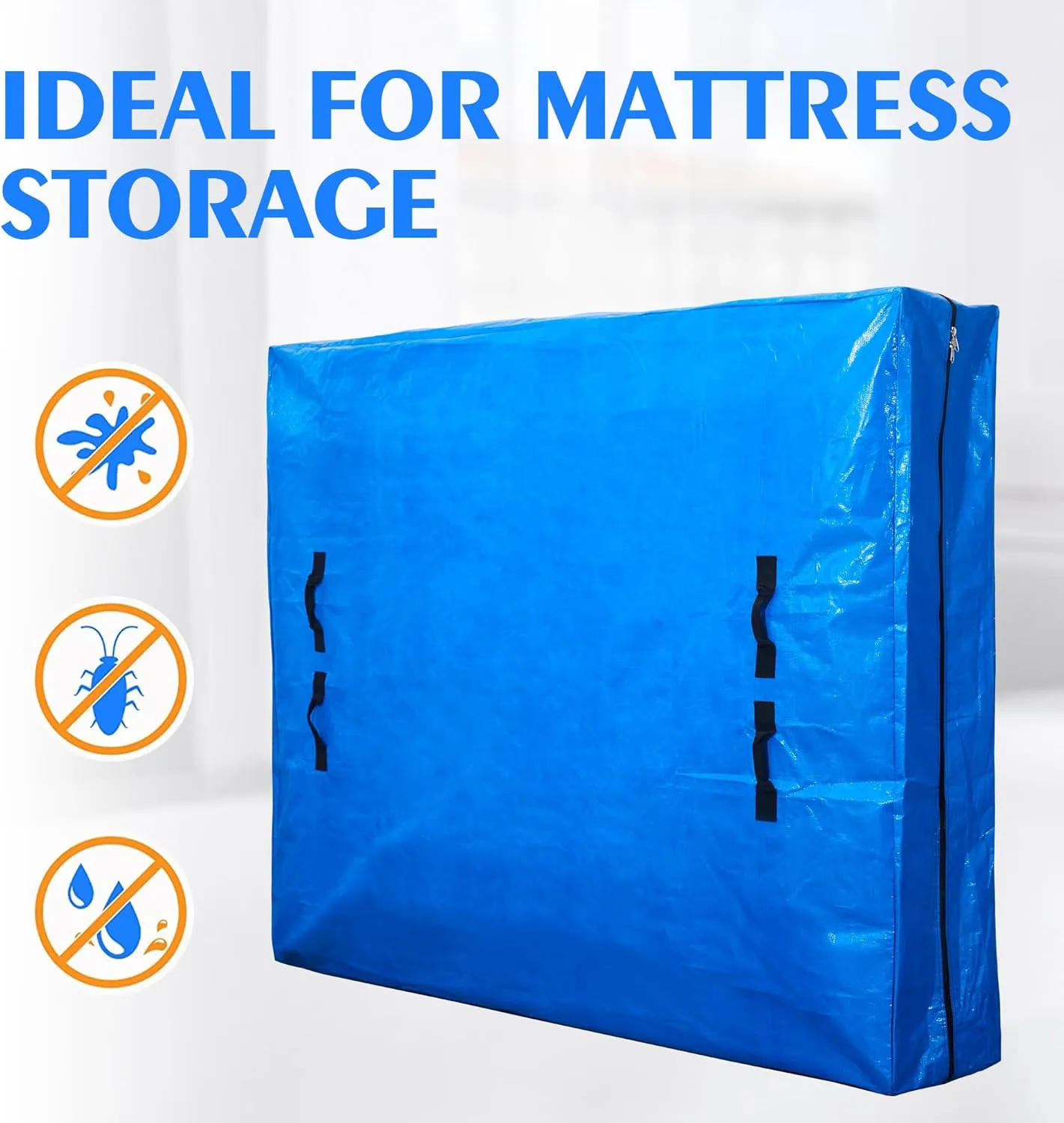Queen Mattress Bag for Moving & Storage Waterproof - Extra-Thick Reusable Mattress Storage Bag - Easy Carrier Durable Mattress Moving Cover Bag with Handles Heavy Duty Zippered -1 Pack