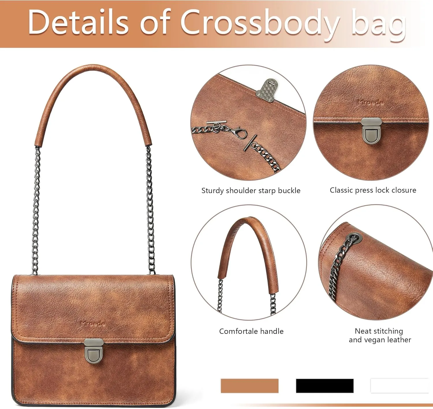 Quilted Crossbody Bags for Women 3-Pockets Crossbody Purses Vegan Leather Shoulder Handbags with Wide Strap