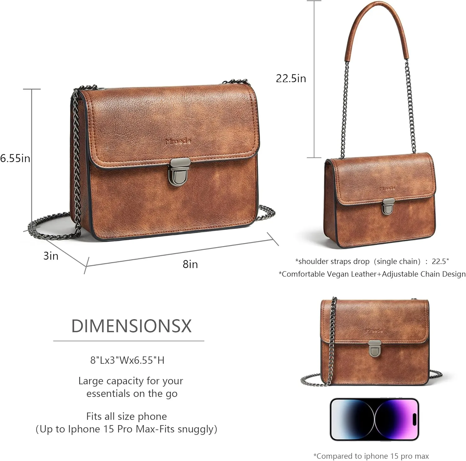 Quilted Crossbody Bags for Women 3-Pockets Crossbody Purses Vegan Leather Shoulder Handbags with Wide Strap