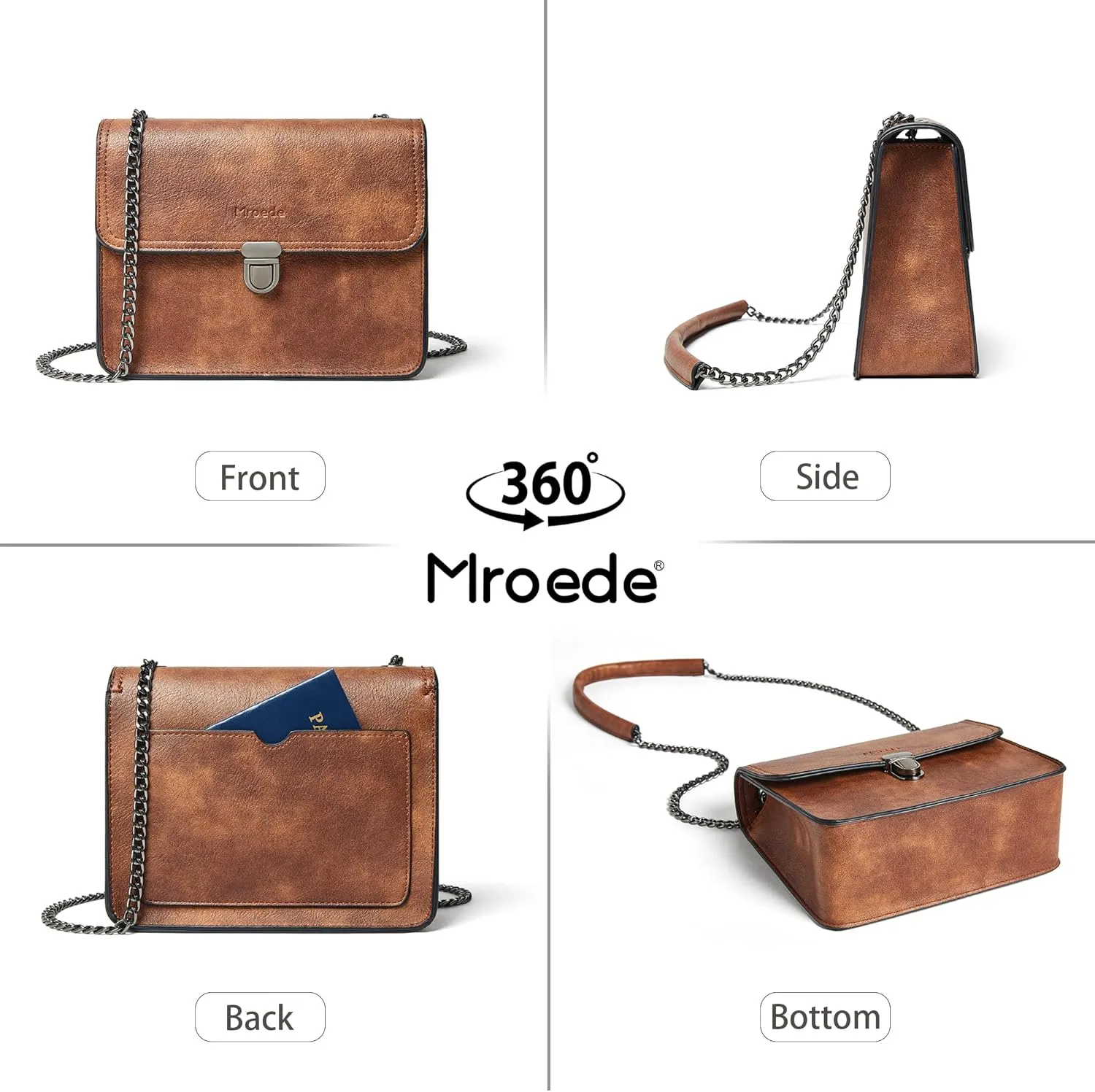Quilted Crossbody Bags for Women 3-Pockets Crossbody Purses Vegan Leather Shoulder Handbags with Wide Strap